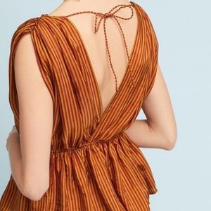 Anthropologie Mes Demoiselles Metallic Silk Peplum